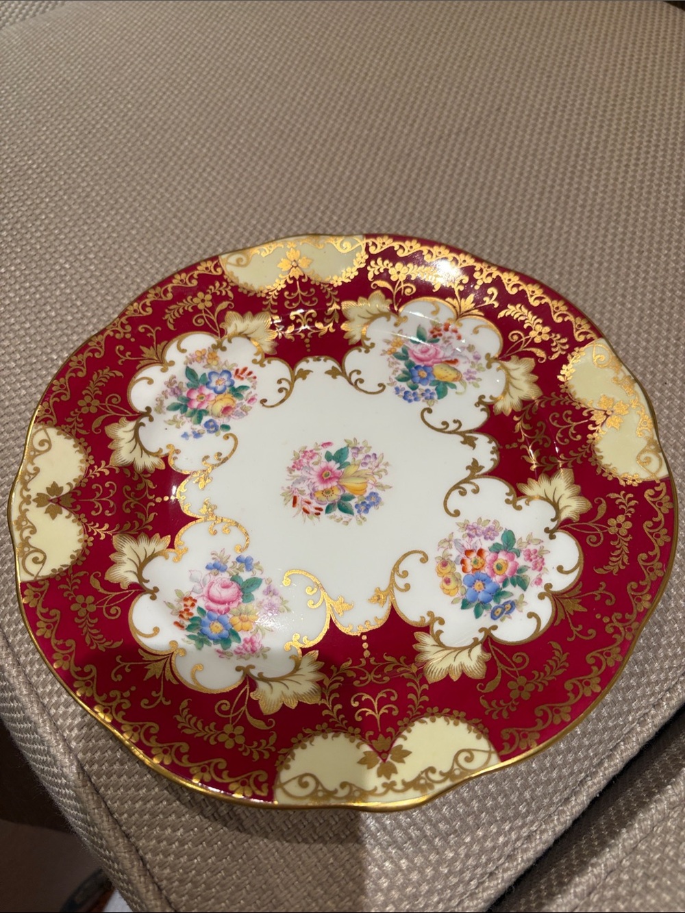 Hammersley Red and Gold Floral Porcelain Decorative Plate